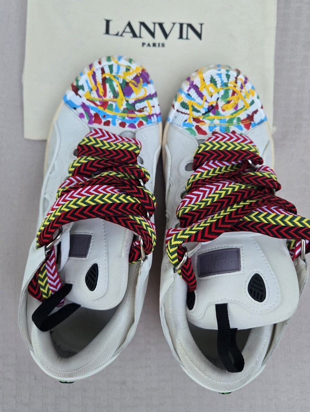 Gallery Dept x Lanvin CURB Paint Drip White Men's Sneakers size 41 US 8